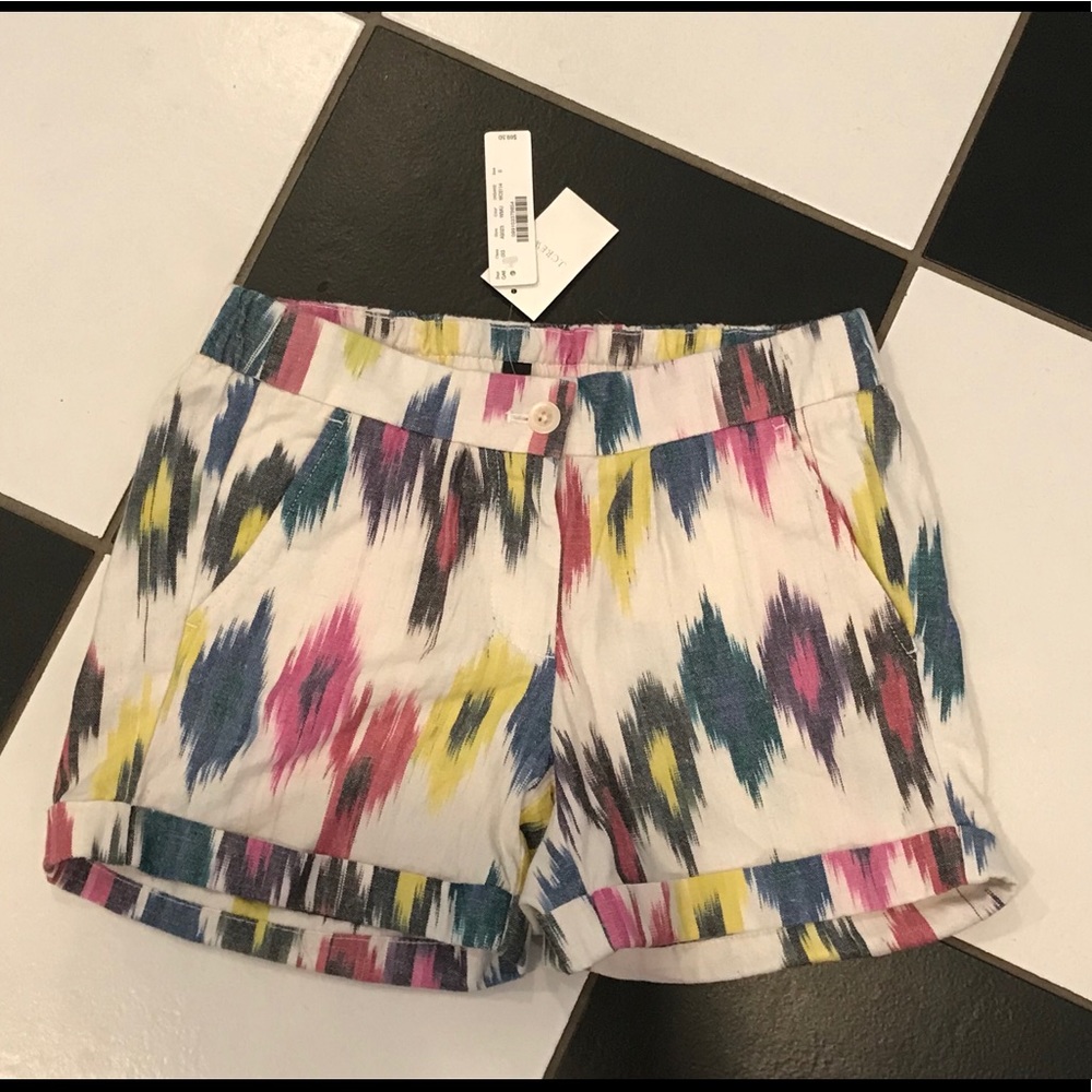 NWT J Crew ikat cotton/linen shorts size 0